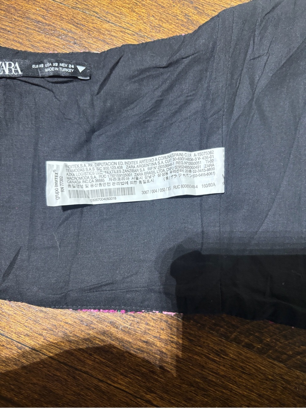 Zara Pink & Black Tweed Strapless Bustier Top - Picture 4 of 6